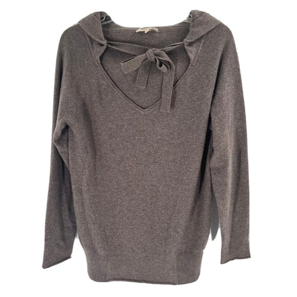 LA made Sweaters - La Made Brown Cashmere Sweater Hood V Neck Size Medium